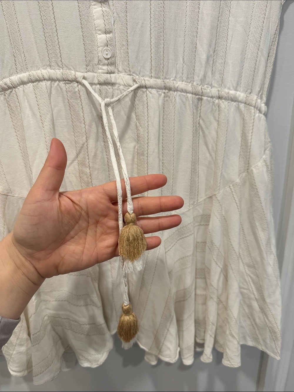 Aakaa Ivory Boho Button-Front Peplum Tunic - Picture 4 of 8